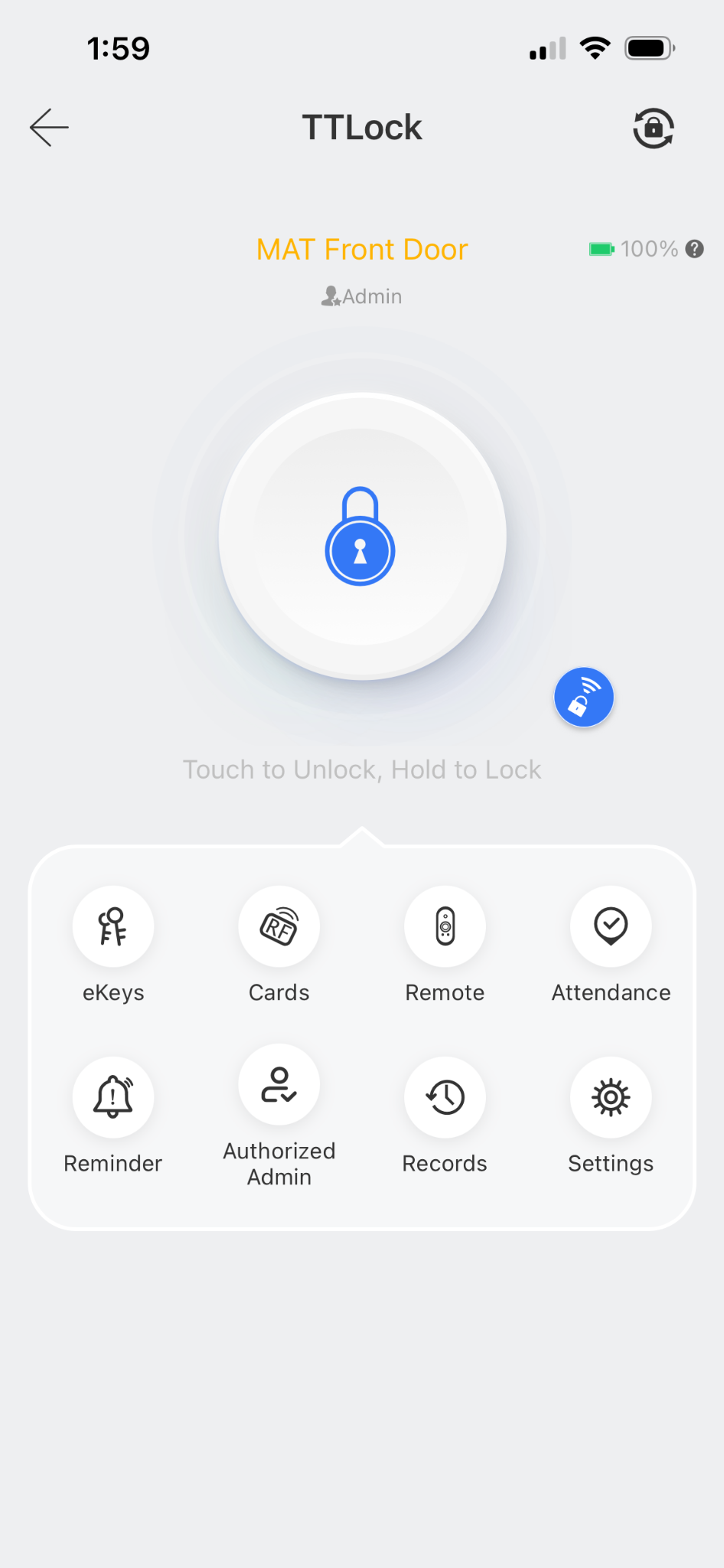 TTLock lock controls